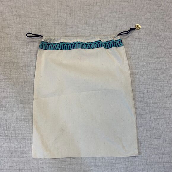 Tory Burch Shoe Bag Cream Cotton Drawstring Tie Dust Protection Storage 15x12 - Picture 7 of 10